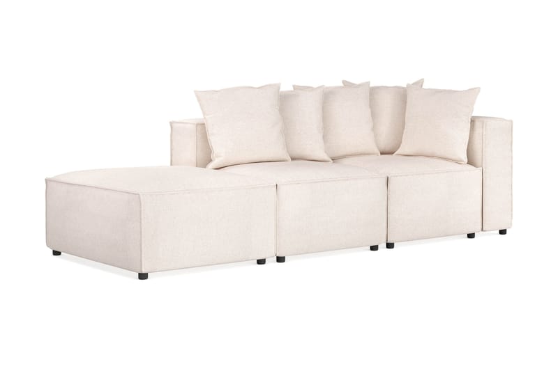 Cubo 3-sits Djup Modulsoffa + Fotpall i Tyg - Beige - Möbler - Soffa - Modulsoffa - Komplett modulsoffa
