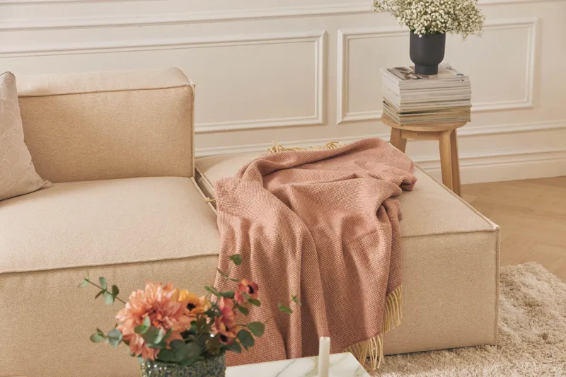 Cubo 3-sits Djup Modulsoffa + Fotpall i Tyg - Beige - Möbler - Soffa - Modulsoffa - Komplett modulsoffa