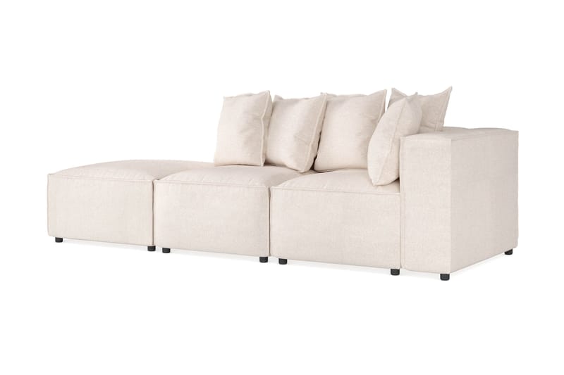 Cubo 3-sits Djup Modulsoffa + Fotpall i Tyg - Beige - Möbler - Soffa - Modulsoffa - Komplett modulsoffa
