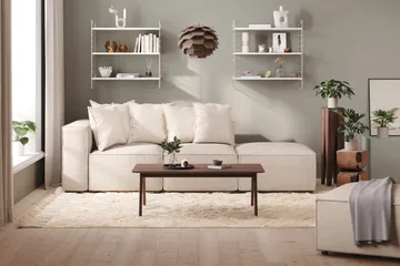 Cubo 3-sits Djup Modulsoffa + Fotpall i Tyg - Beige - Möbler - Soffa - Modulsoffa - Komplett modulsoffa