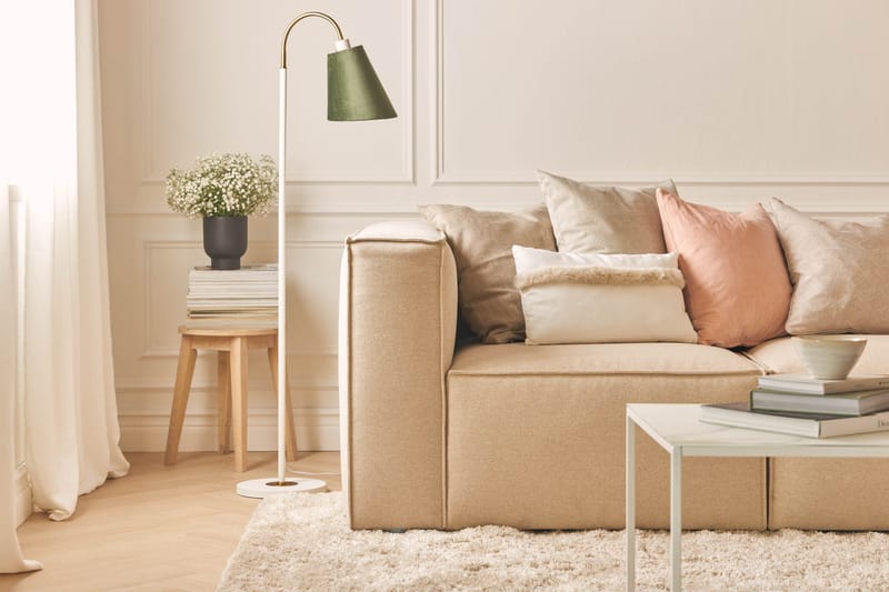 Cubo 3-sits Djup Modulsoffa + Fotpall i Tyg - Beige - Möbler - Soffa - Modulsoffa - Komplett modulsoffa