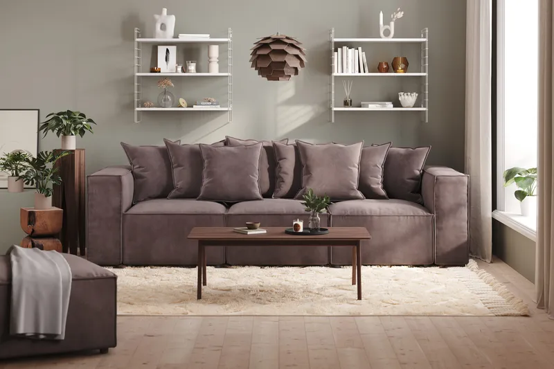 Cubo 4-sits Djup Modulsoffa i Sammet - Mörkgrå - Möbler - Soffa - Sammetssoffa