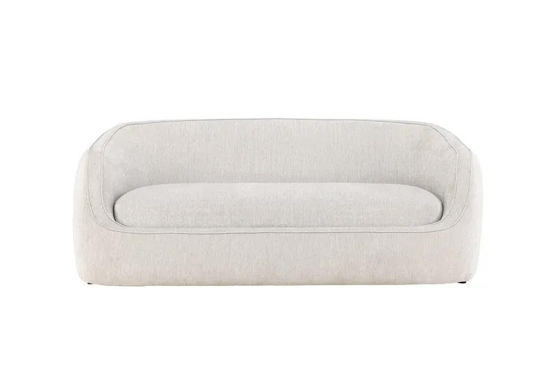Elio 3-sits Mjuk Svängd Soffa i Tyg, Ljusbeige