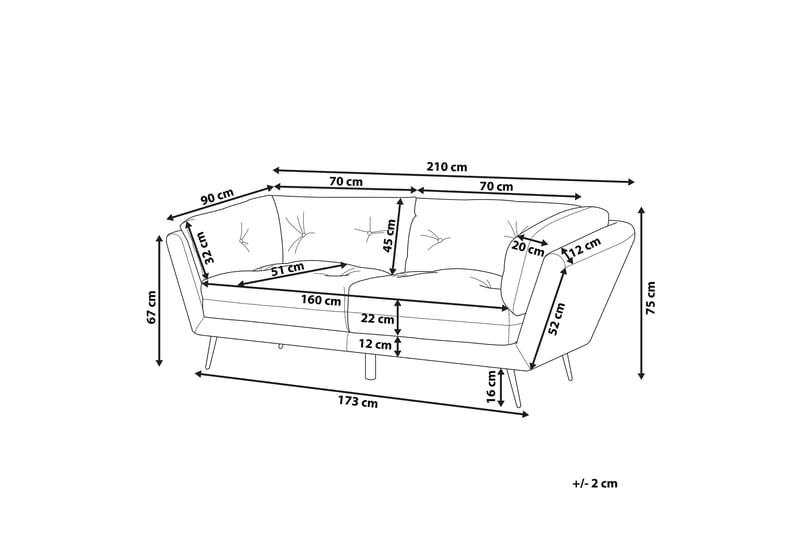 3-sits Soffa Evenes - Sammet/Grå - 3 sits soffa