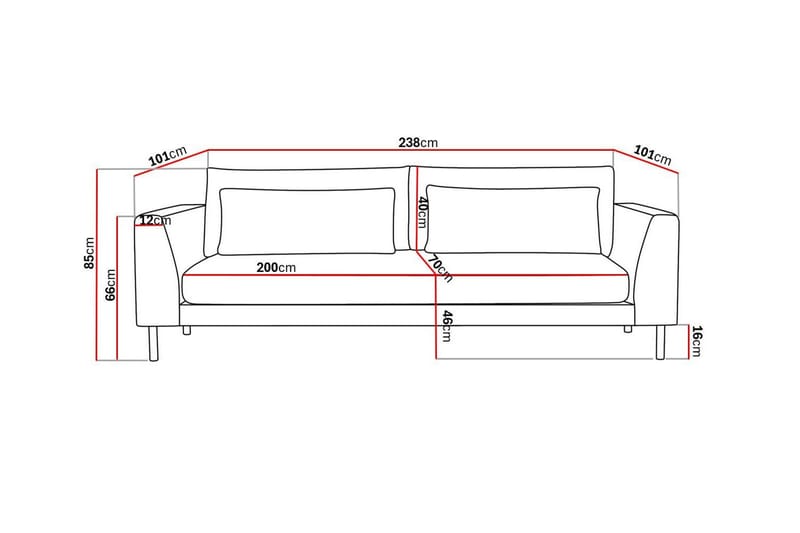 3-sits Soffa Florenz - Beige - Möbler - Soffa - 3 sits soffa