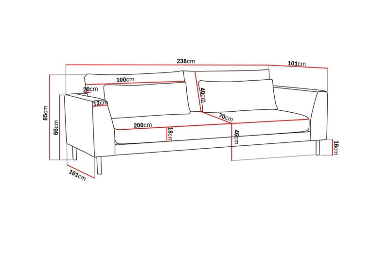 3-sits Soffa Florenz - Beige - Möbler - Soffa - 3 sits soffa