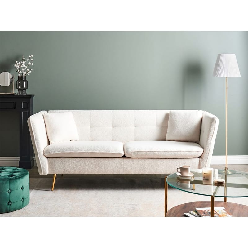 3-sits soffa Frederica - Vitt, guld/Bouclé - Möbler - Soffa - Chesterfield soffa