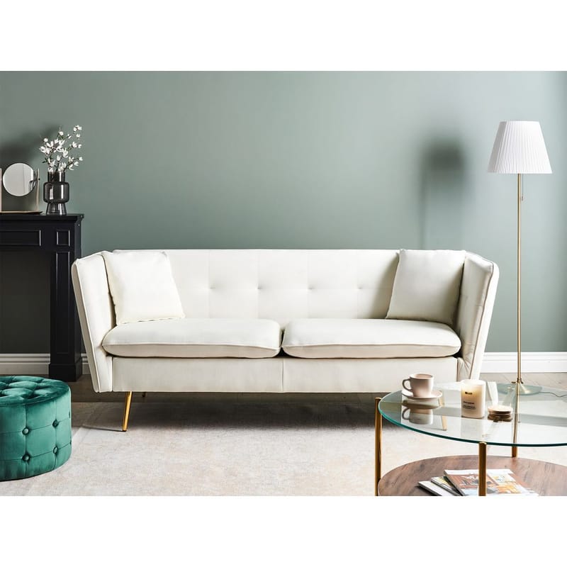 3-sits soffa Frederica - Vitt, guld/Sammet - Möbler - Soffa - Sammetssoffa
