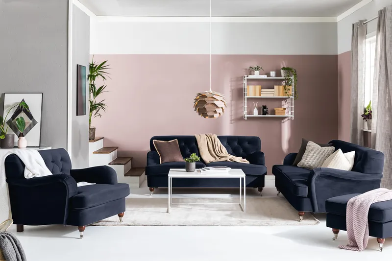 Howard Riviera 3-sits Sammetssoffa - Blå - Möbler - Soffa - 3 sits soffa