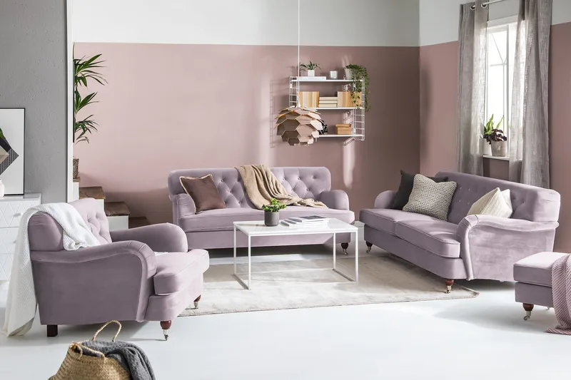 Howard Riviera 3-sits Sammetssoffa - Lila - Möbler - Soffa - 3 sits soffa