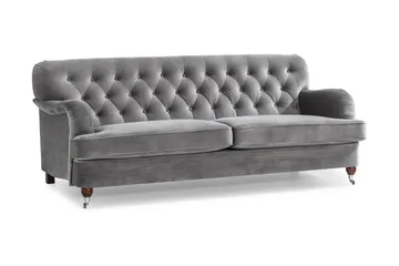 Howard Riviera 3-sits Sammetssoffa - Ljusgrå - Möbler - Soffa - 3 sits soffa