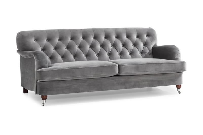 Howard Riviera 3-sits Sammetssoffa - Ljusgrå - Möbler - Soffa - 3 sits soffa
