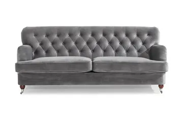 Howard Riviera 3-sits Sammetssoffa - Ljusgrå - Möbler - Soffa - 3 sits soffa