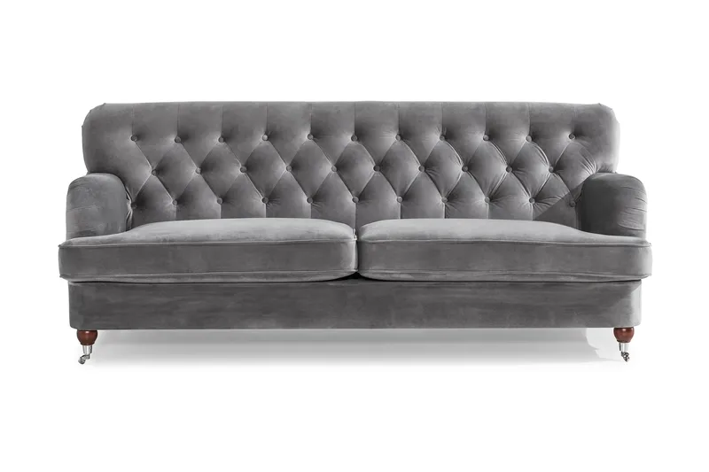 Howard Riviera 3-sits Sammetssoffa - Ljusgrå - Möbler - Soffa - 3 sits soffa