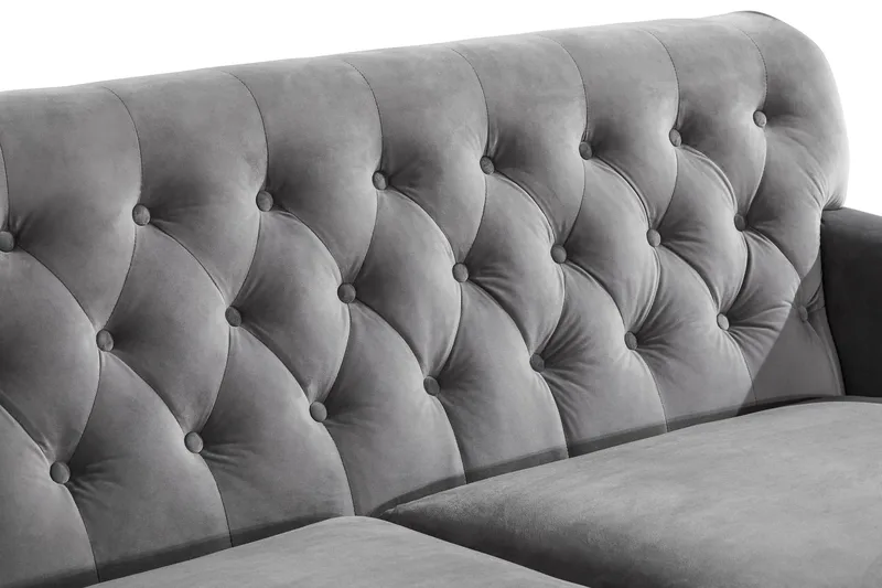 Howard Riviera 3-sits Sammetssoffa - Ljusgrå - Möbler - Soffa - 3 sits soffa