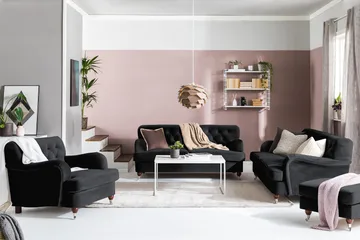 Howard Riviera 3-sits Sammetssoffa - Svart - Möbler - Soffa - 3 sits soffa