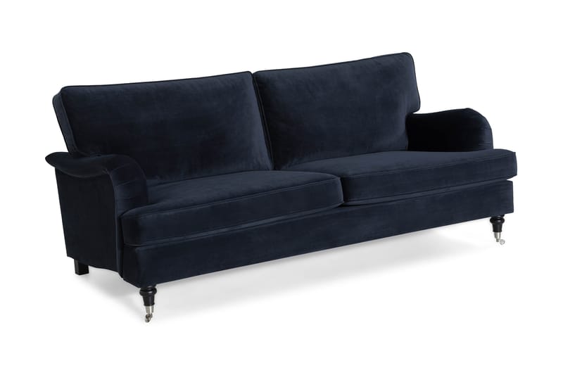 Howard soffa utan divan & schäslong Bloomington Howard Classic Sammetssoffa 3,5-sits Vera 4, Blå Sammet - Möbler - Soffa - 3 sits soffa