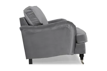 Howard soffa utan divan & schäslong Bloomington Howard Classic Sammetssoffa 3-sits Vera 2, Grå Sammet - Möbler - Soffa - 3 sits soffa