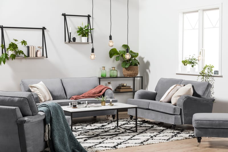 Howard soffa utan divan & schäslong Bloomington Howard Classic Sammetssoffa 3-sits Vera 2, Grå Sammet - Möbler - Soffa - 3 sits soffa
