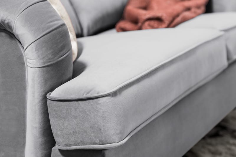 Howard soffa utan divan & schäslong Bloomington Howard Classic Sammetssoffa 3-sits Vera 2, Grå Sammet - Möbler - Soffa - 3 sits soffa