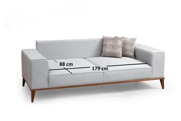 Jonnesha 3-Sits Soffa - Grå - Möbler - Soffa - 3 sits soffa