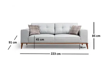 Jonnesha 3-Sits Soffa - Grå - Möbler - Soffa - 3 sits soffa