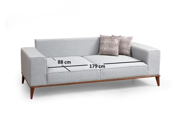 Jonnesha Bäddsoffa Knappad Rygg i Tyg med Träben - Grå - Möbler - Soffa - Bäddsoffa - 3 sits bäddsoffa