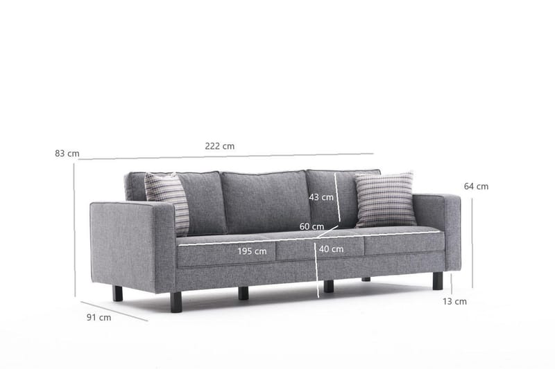 Kaletea Soffa 3-sits - Grå - Möbler - Soffa - 3 sits soffa