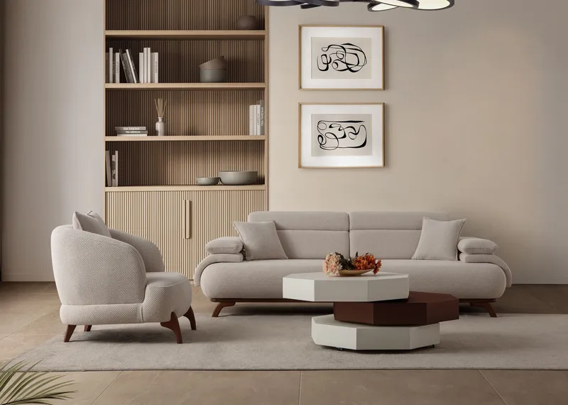 Kelnor 3-sits Soffa 246x81x97 cm - Beige - Möbler - Soffa - 3 sits soffa