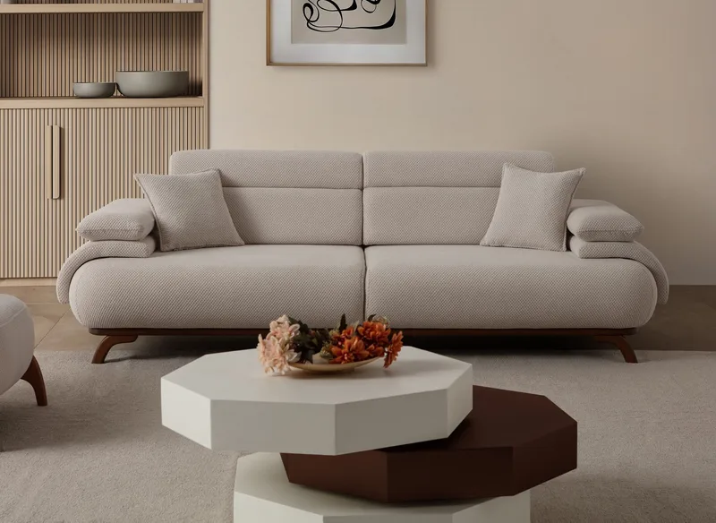 Kelnor 3-sits Soffa 246x81x97 cm - Beige - Möbler - Soffa - 3 sits soffa
