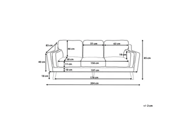 Lokka Soffa 3 Sits - Svart - Möbler - Soffa - 3 sits soffa