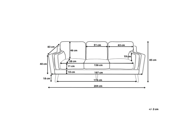 Lokka Soffa 3 Sits - Svart - Möbler - Soffa - 3 sits soffa