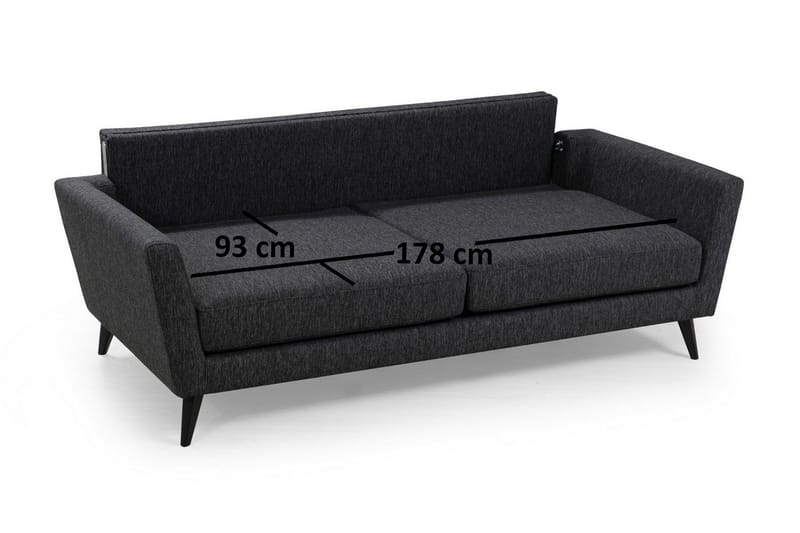 Mangia 3-sits Bäddsoffa 93x178 cm i Tyg - Antracit - Möbler - Soffa - Bäddsoffa - 3 sits bäddsoffa