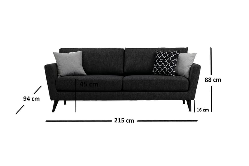 Mangia 3-sits Bäddsoffa 93x178 cm i Tyg - Antracit - Möbler - Soffa - Bäddsoffa - 3 sits bäddsoffa