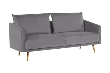 Maurana 3-sits Sammetssoffa med Metallben - Grå - Möbler - Soffa - 3 sits soffa