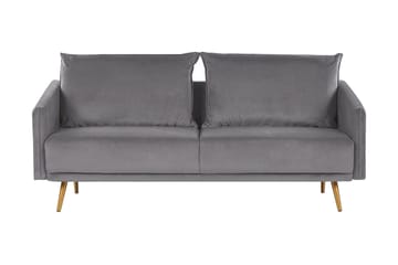 Maurana 3-sits Sammetssoffa med Metallben - Grå - Möbler - Soffa - 3 sits soffa