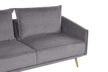 Maurana 3-sits Sammetssoffa med Metallben - Grå - Möbler - Soffa - 3 sits soffa