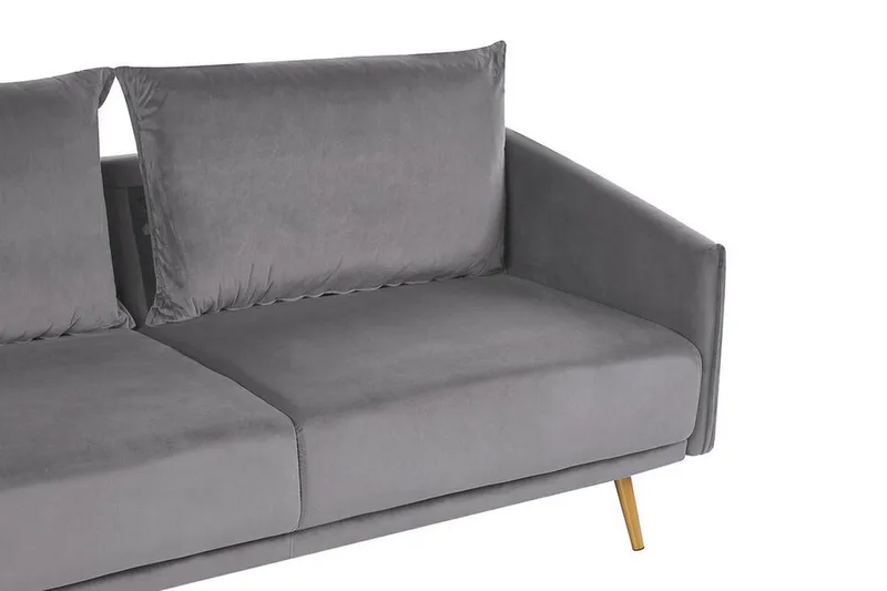 Maurana 3-sits Sammetssoffa med Metallben - Grå - Möbler - Soffa - 3 sits soffa
