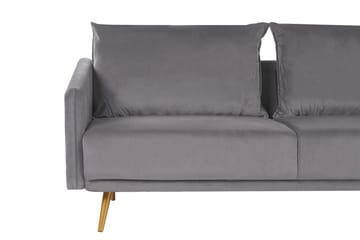 Maurana 3-sits Sammetssoffa med Metallben - Grå - Möbler - Soffa - 3 sits soffa