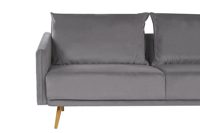 Maurana 3-sits Sammetssoffa med Metallben - Grå - Möbler - Soffa - 3 sits soffa
