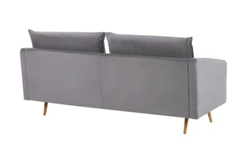 Maurana 3-sits Sammetssoffa med Metallben - Grå - Möbler - Soffa - 3 sits soffa