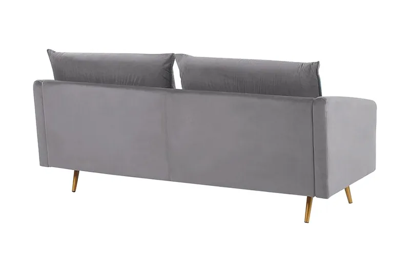 Maurana 3-sits Sammetssoffa med Metallben - Grå - Möbler - Soffa - 3 sits soffa