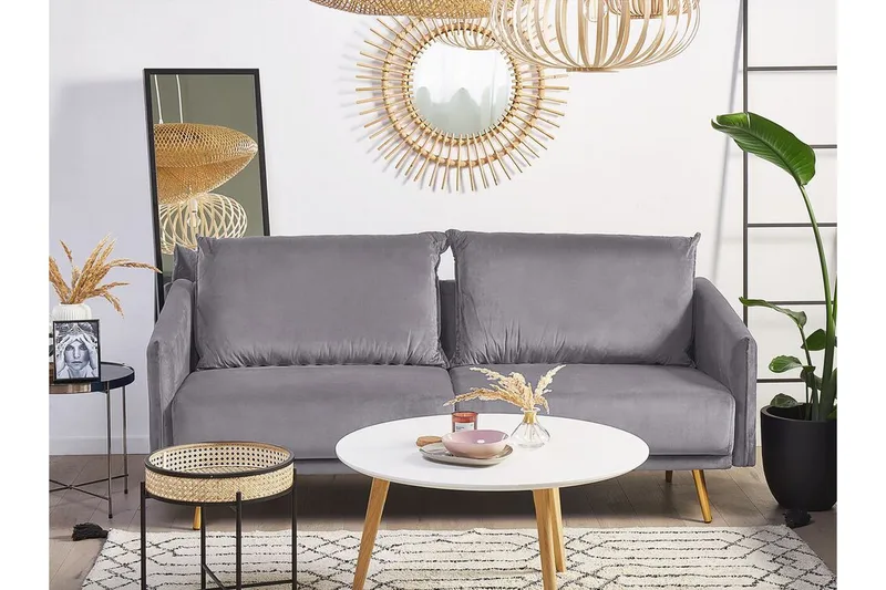 Maurana 3-sits Soffa - Sammet/Grå - Möbler - Soffa - 3 sits soffa