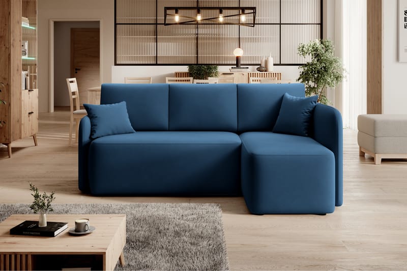 3-sits Soffa med Divan Hadson - Blå - Möbler - Soffa - Sammetssoffa