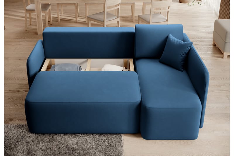 3-sits Soffa med Divan Hadson - Blå - Möbler - Soffa - Sammetssoffa