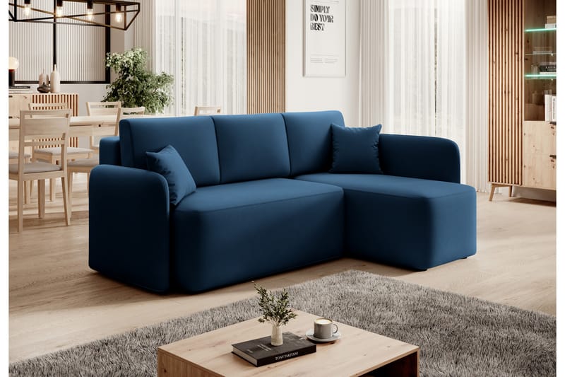 3-sits Soffa med Divan Hadson - Blå - Möbler - Soffa - Sammetssoffa
