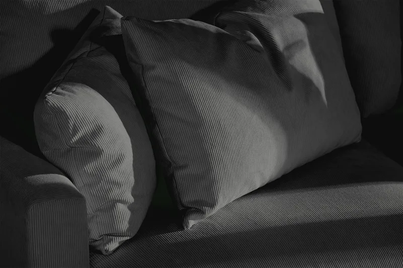 Menard 3-sits Djup Manchestersoffa - Grå - Möbler - Soffa - 3 sits soffa