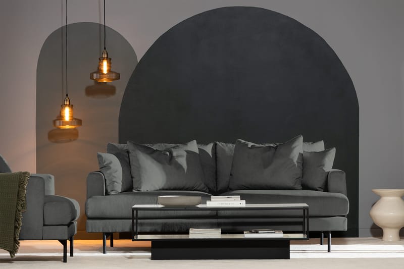 Menard 3-sits Djup Manchestersoffa - Grå - Möbler - Soffa - 3 sits soffa