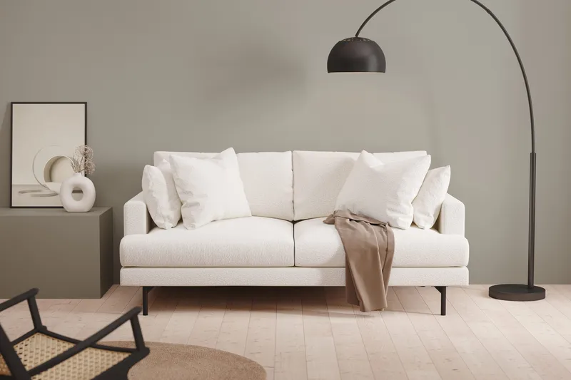 Menard 3-sits Djup Soffa i Bouclé - Vit - Möbler - Soffa - 3 sits soffa