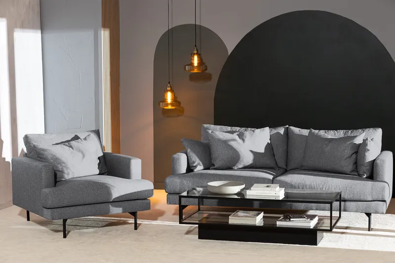 Menard 3-sits Djup Tygsoffa - Grå - Möbler - Soffa - 3 sits soffa